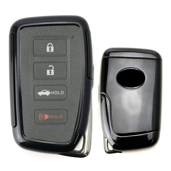 Glossy Black TPU Key Fob Cover w/Button Cover Panel For Lexus is ES GS RC NX RX GX LX Gen2 Smart Key