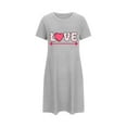 thumbnail image 5 of Xfvqtps Valentine's Day Nightgown for Women Plus Size Love Arrow Print Short Sleeve Crew Neck Solid Color Lightweight Soft Comfortable Pajamas Gray, 5 of 6