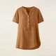 thumbnail image 5 of TaTaai Summer V Neck Casual Top, Women's Half Button Open Front Design, Linen Inspired Short Sleeve Solid Color Shirt Gift, 5 of 9