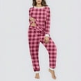thumbnail image 6 of Mifsaly Womens Pajama Set Plaid Fuzzy Fleece Warm Pjs 2 Piece Long Sleeve Crewneck Thermal Sleepwear High Waist Cozy Pants with Pockets Lounge Matching Outfits Winter Homewear, 6 of 6