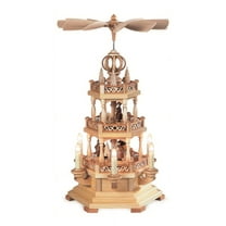 German christmas pyramid arch Forest scene, 2-tier, height 50 cm / 20 inch, electrical illuminated and driven (120V, 50Hz for USA and Japan), natural, original Erzgebirge by Müller Seiffen