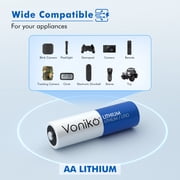 Voniko Lithium AA Batteries 10 Pack, 1.5V 3000mAh Non-Rechargeable Double A Battery for Blink Camera, Toys, Alarm System