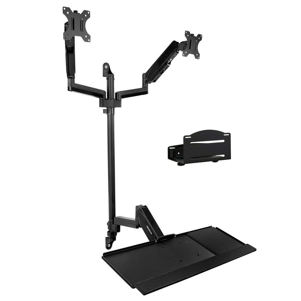 MountIt! Wall Mount Workstation with Dual Monitor Mount Fits Two 19