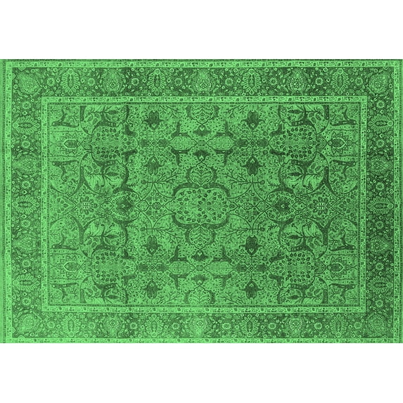 Ahgly Company Indoor Rectangle Oriental Emerald Green Traditional Area Rugs, 4' x 6'