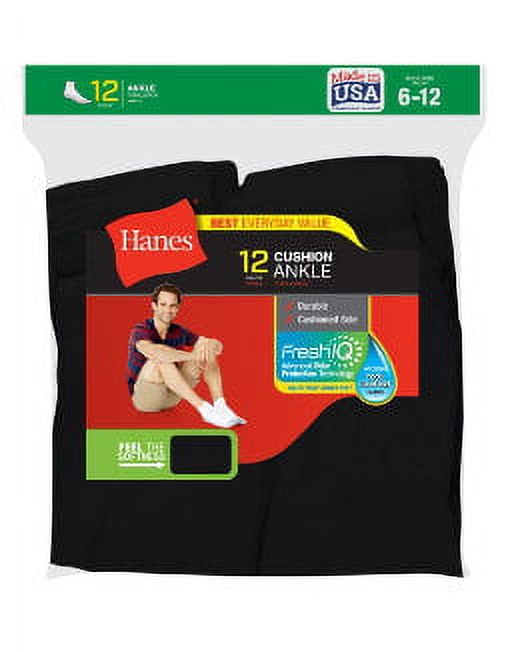 Hanes Men's Ankle Socks 12-Pack (Styles 186V12 and 145V12)