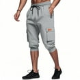 thumbnail image 4 of JUUYY Mens Cargo Shorts Loose Elastic Waist Drawstring Multi Pocket Tapered Leg Capris Pants Casual Summer Outdoor Hiking Sports Shorts Gray XXXL, 4 of 8