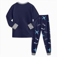 thumbnail image 5 of TOWED22 Toddler Boys Fall Outfit Baby Winter Clothes Long Sleeve Crewneck Sweatshirt Pants Set Color Block Sweats Size:6-7 Y,Color:Dark Blue, 5 of 6