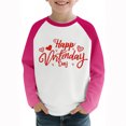 thumbnail image 6 of Girls' Long Sleeve Raglan Top Pink & White Valentine's Day Shirt with Hearts, Soft Stretch Polyester Spandex, Sizes 4-16,Size 3 T, 6 of 9
