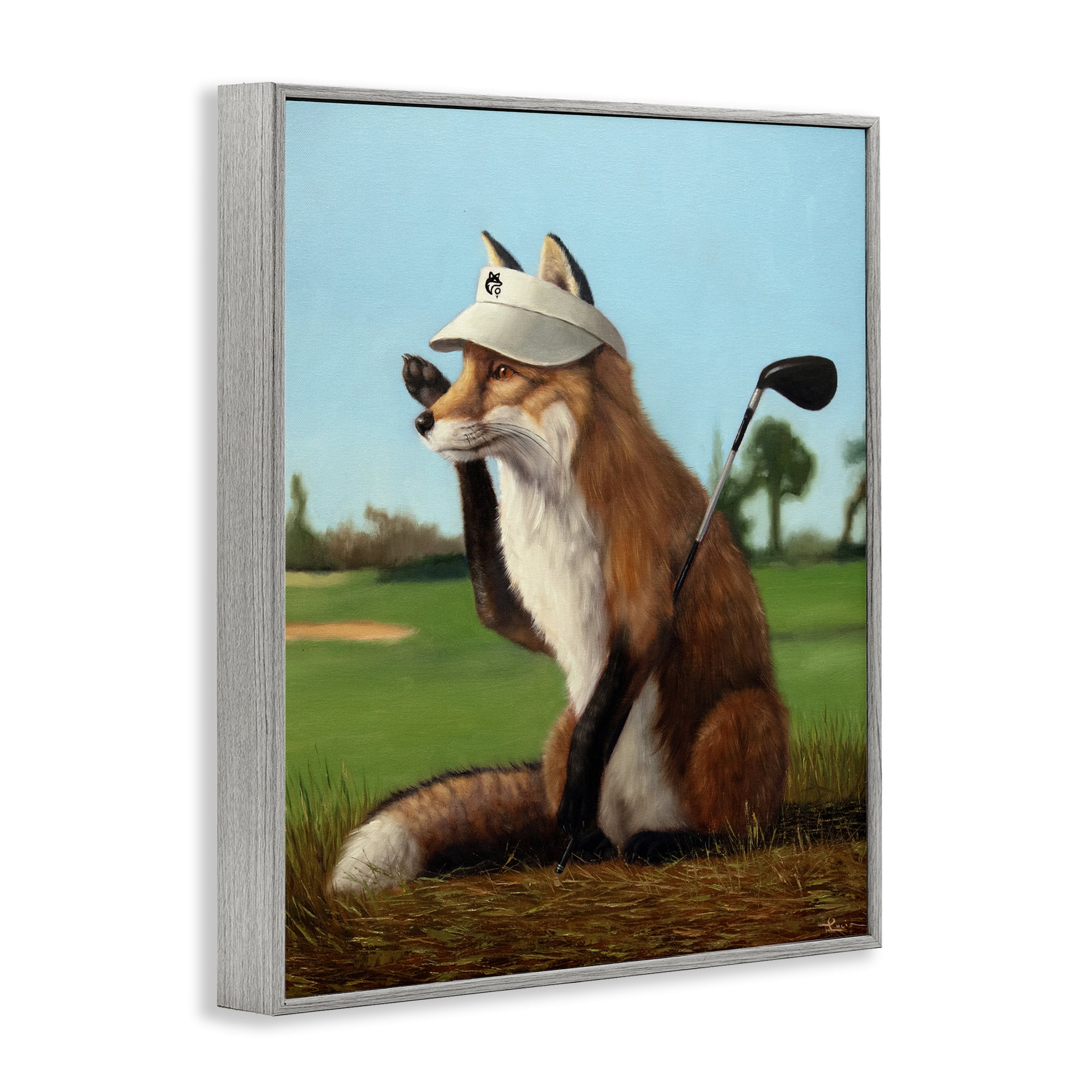 Stupell Industries Fox Drive Golfer Gray Framed Giclee Art, design by Lucia Heffernan