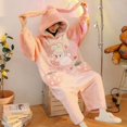 thumbnail image 3 of Pijamas con capucha de Invierno para mujer, ropa de dormir con bolsillo, bonito Anime de dibujos animados, conejo rosa, mono grueso de una pieza para adultos, ropa de dormir de Navidad, 3 of 4