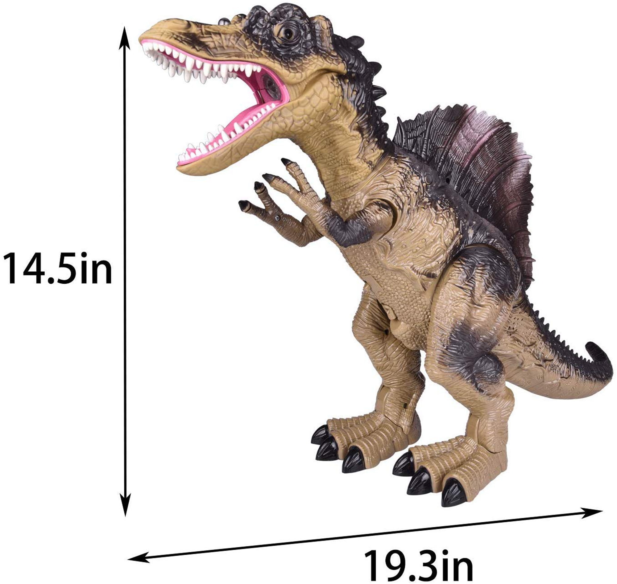 TEMI 2 Pack of Walking Dinosaur Toys Spraying Mist and Colorful Projection – Dinosaur Figures for Preschool Kids Laying Eggs Simulation Electric Tyrannosaurus & Carnotaurus with Realistic Roars 