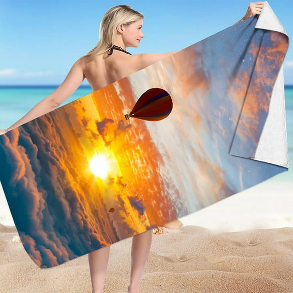 dinapents Family Beach Towel- 75x150cm Printed Microfiber Square Towels, Quick-Dry Sandproof for Kids & Adults