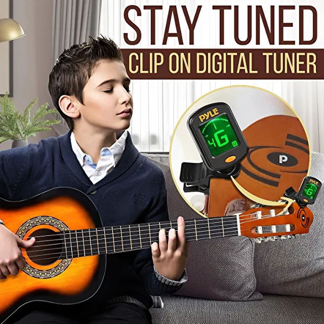 Pyle Classical Acoustic Guitar 36 Inch Junior Size Beginner Starter Kit Steel String Guitarra Acustica Bundle Pack with Gig Bag, Tuner, Picks, Strap for Students Practice, Kids, Adults