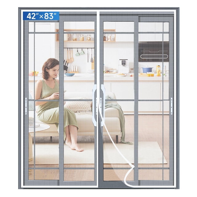 Puerta mosquitera magnética LONGEAS, malla PET mejorada, 110 x 210 cm