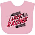 thumbnail image 3 of Inktastic I Love Racing with Tire Marks Boys or Girls Baby Bib, 3 of 4