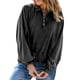 thumbnail image 1 of Blusa de mujer de manga larga con cuello vuelto y botones, blusa de corte informal para mujer a la moda, negro S, 1 of 7