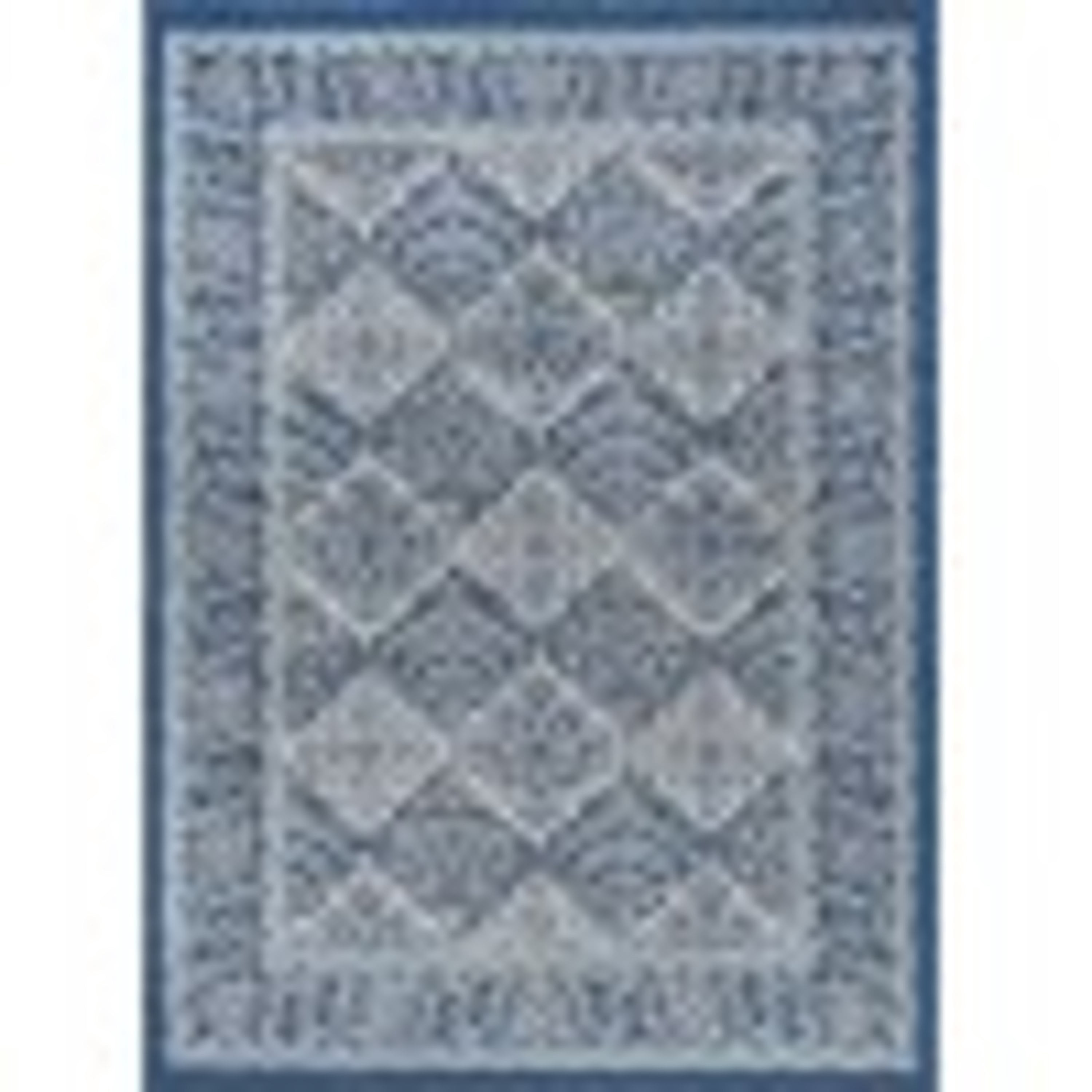 Hampton Traditional 4' x 5' Navy and Cream Polypropylene Indoor Area Rug