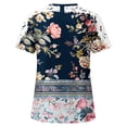 thumbnail image 4 of Camisas de Manga Corta para las Mujeres Impresión Cuello Redondo Suéter Encaje Blusa, Top Casual para el Hogar Y Diario, 4 of 9