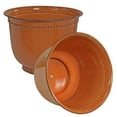 thumbnail image 3 of Sunnydaze Michael 14.5" x 14.5" x 11.25" Round Chestnut Metal Outdoor Planter 2-Count, 3 of 9