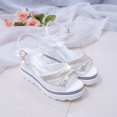 thumbnail image 4 of Sandalias de cuña para mujer, de verano, con punta abierta, tacones altos, hebilla, plataforma plana, zapatos de mujer, 4 of 6