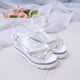 thumbnail image 4 of Sandalias de cuña para mujer, de verano, con punta abierta, tacones altos, hebilla, plataforma plana, zapatos de mujer, 4 of 6