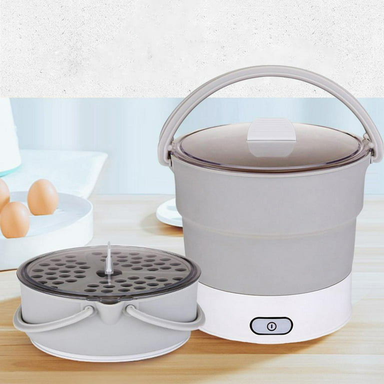 Wovilon Foldable Electrical Cooker Travel Pot - Dual Voltage 100V-240V Hot  Pot Cooking - Food Grade Silicone Cookerware Boiling Water Steamer 