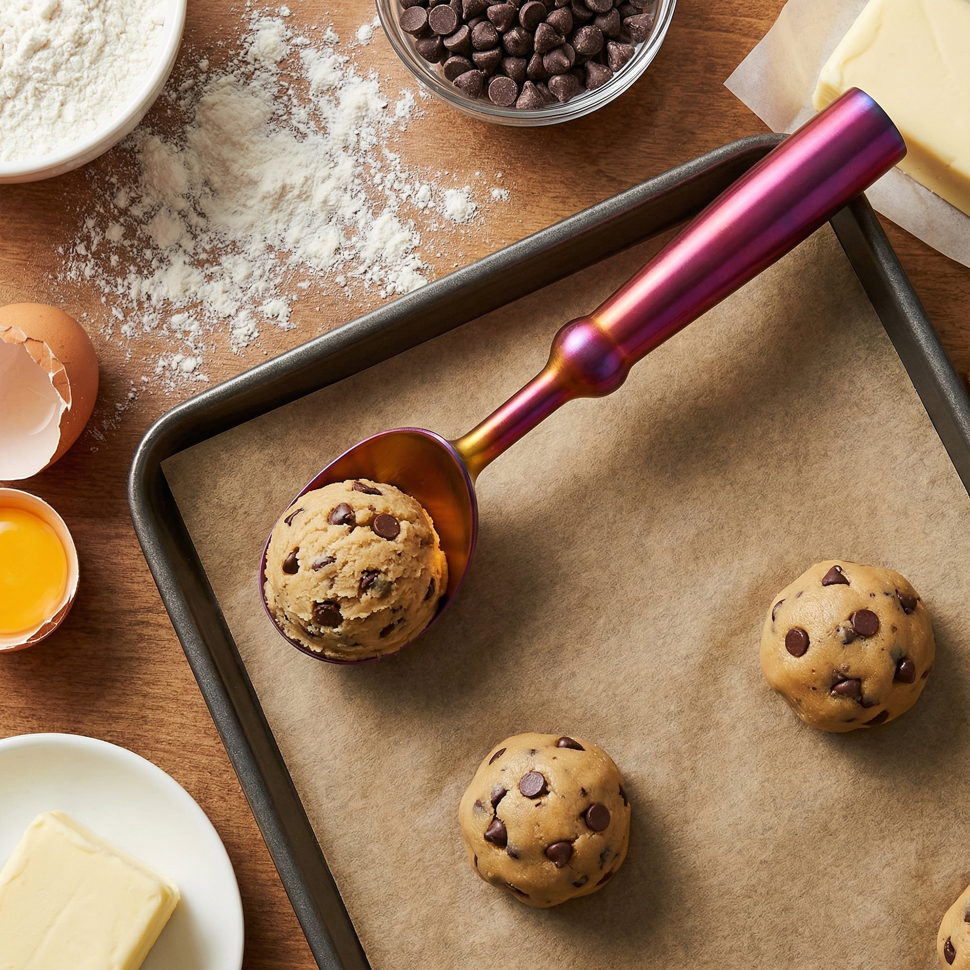 Unique Bargains Stainless Steel Ice Cream Scoop for Easy Release Red