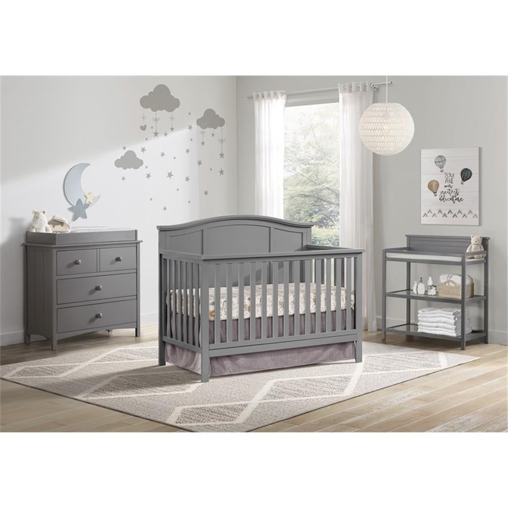 Oxford Baby Emerson 4-in-1 Convertible Crib, Dove Gray, GREENGUARD Gold Certified, Wooden Crib