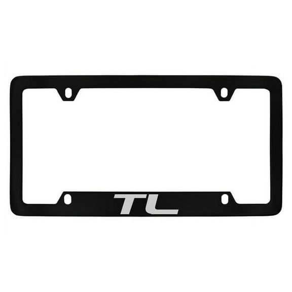 Acura TL Black Powder Coated Bottom Engraved Metal License Plate Frame Holder