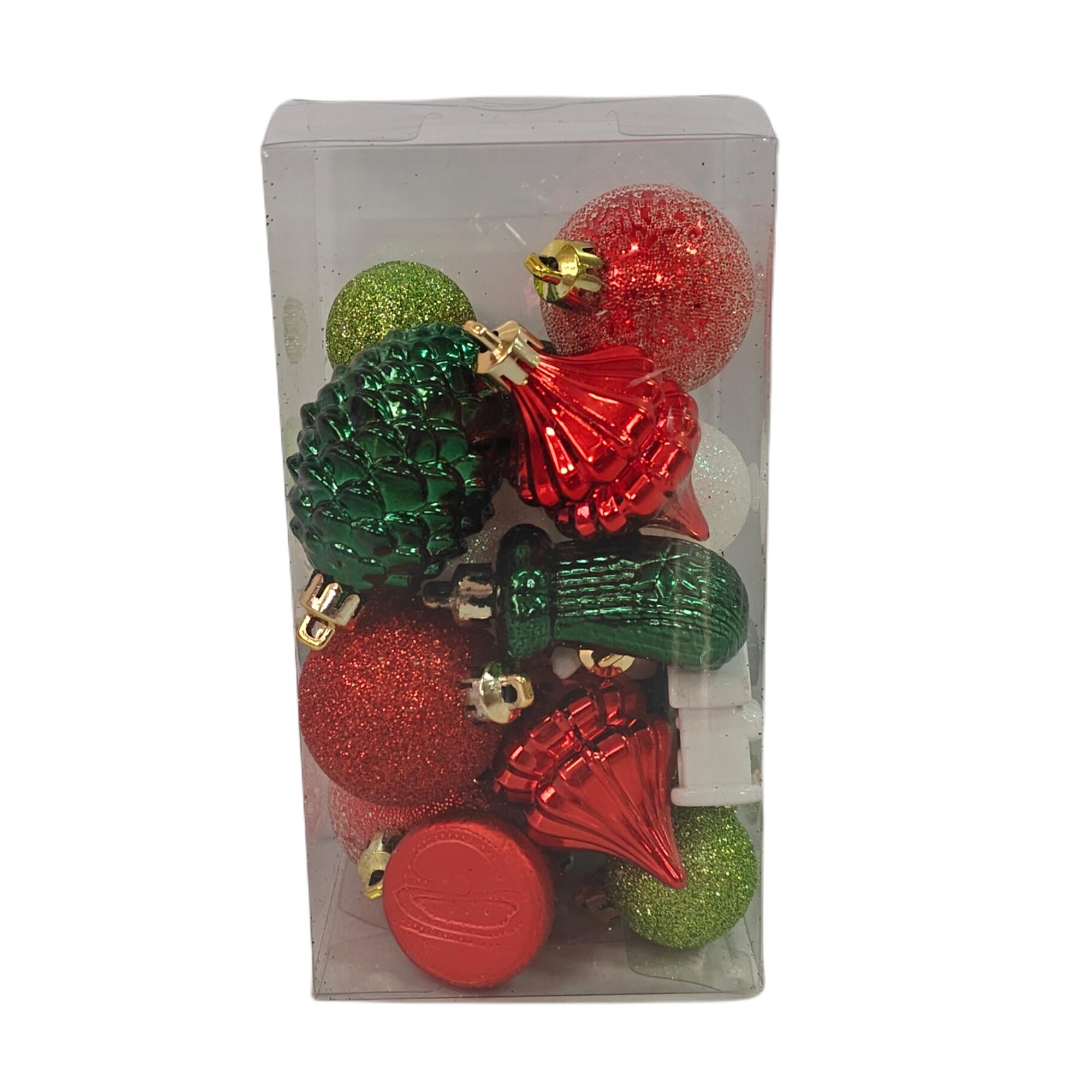 Holiday Time Shatterproof Christmas Mini Ornaments, Red/Emerald/Light Green/White, 20 Count
