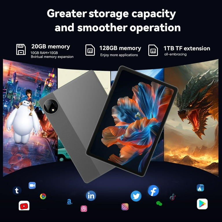 Android 15 Tablet, 11 inch 12GB RAM + 128GB ROM 1TB Expand, Octa