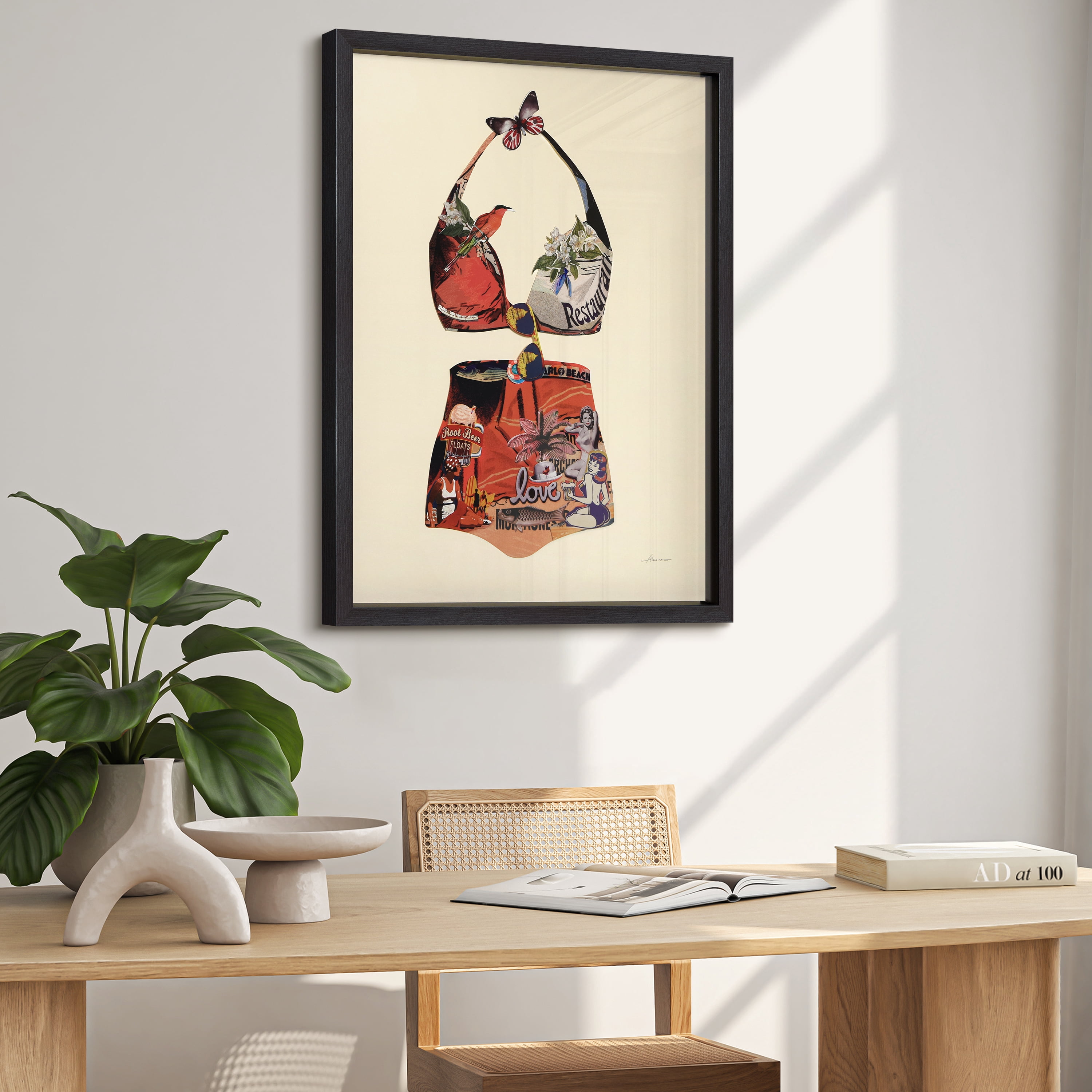 Empire Art Direct Monte Carlo Beach Dimensional Collage Framed Graphic Art Under Glass Wall Art, 25" x 33" x 1.4", Ready to Hang
