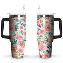 Pioneer Flower 40oz Stainless Steel Vacuum Insulated Tumbler with Lid and Straw Gifts for Mom Friend Sister Grandma