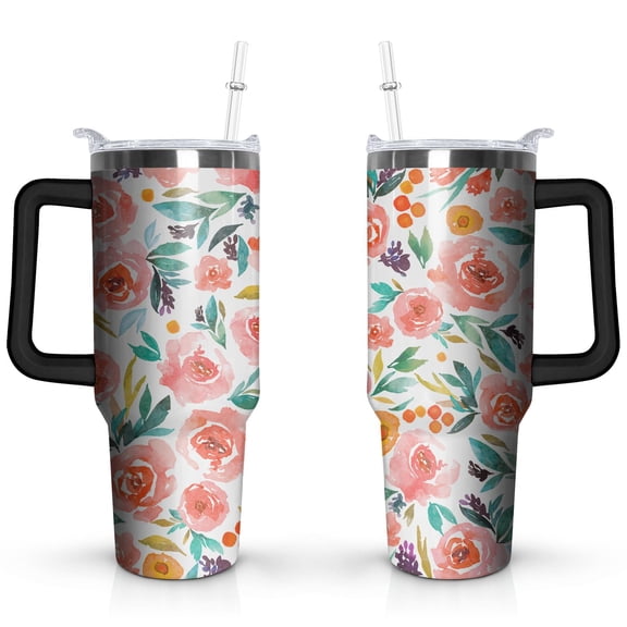Pioneer Flower 40oz Stainless Steel Vacuum Insulated Tumbler with Lid and Straw Gifts for Mom Friend Sister Grandma