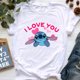 thumbnail image 1 of Kawaii Disney Lilo Stitch T Shirt Women Summer Tops Cartoon Stitch Heart Graphic Tees Cute Disney Anime T-shirt Female TshirtXS Gao Jinjia LED, 1 of 2