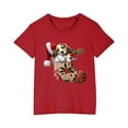 thumbnail image 2 of Odeerbi Kids Boys Girls Christmas T-shirt Fashion Cute Christmas Printed Casual Short Sleeve Cotton Top Shirt Kids Clothes Red, 2 of 5