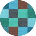 thumbnail image 1 of Ahgly Company Machine Washable Indoor Round Transitional Bright Turquoise Blue Area Rugs, 5' Round, 1 of 7