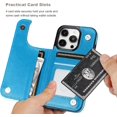 thumbnail image 4 of Compatible with iPhone 15 Pro Case Wallet with Card Holder,Embossed Butterfly Pattern PU Leather Double Buttons Flip Protective Shockproof Cover for Magnetic Car Mount 6.1 Inch (Blue), 4 of 7
