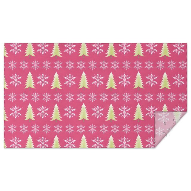 Holiday Christmas Rectangle Tableclothes Christmas Trees Snowflake Tableclothes 60x102inch Polyester Washable Foldable and Durable Tablecloths for Dining Kitchen Parties Weddings and Outdoor Use