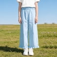thumbnail image 4 of Antinious Children Girls Solid Elastic Waist Multi Outer Pockets Ruffle Versatile Full Length Pants, 4 of 5