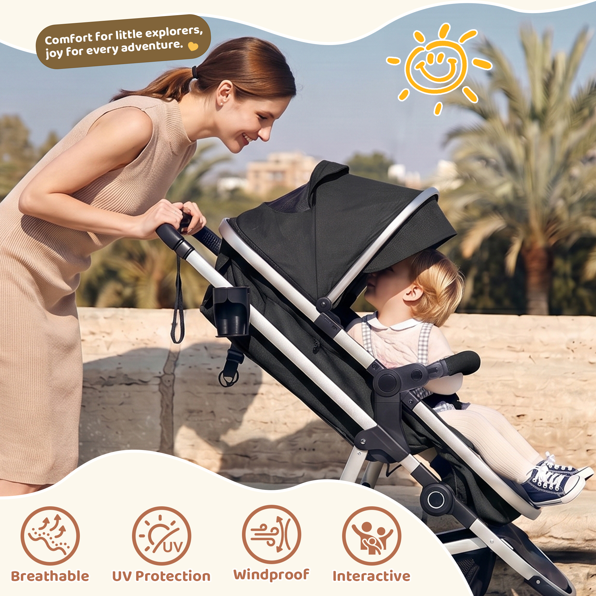 Babyeap 2-in-1 Reversible Lightweight Travel Stroller, Black photo 4