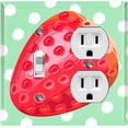 thumbnail image 1 of Metal Light Switch Plate Cover Ripe Red Strawberry Green Polka Dots FUT006, 1 of 13