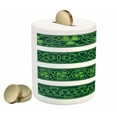 thumbnail image 2 of Irish Piggy Bank, Shamrock Borders Gaelic Nature Botany Theme Trefoils Swirls, Ceramic Coin Bank Money Box for Cash Saving, 3.6" X 3.2", Forest Green White, by Ambesonne, 2 of 4