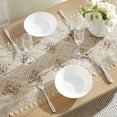 thumbnail image 3 of Warm Home Designs 72 Inch Long Linen Table Runner, Embroidered with Intricate Flower Design. VTR 72 LINEN, 3 of 5