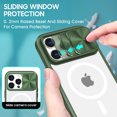 thumbnail image 4 of Magnetic Case for iPhone 15 Pro, Crystal Clear Rugged PC Acrylic Hybrid Shockproof Case with Camera Lens Sliding Cover Support Wireless Charging Protective Case for iPhone 15 Pro, Olive, 4 of 6