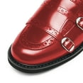 thumbnail image 3 of YDN Women Round Toe Monk Strap Lofers Buckle Slip on Low Chunky Heels Daily Work Walking Shoes Size 7 Red, 3 of 5