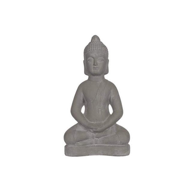 Urban Trends Collection 28347 Terracotta Meditating Figurine with Rounded Ushnisha in Dhyana Mudra Washed - Grey, Large