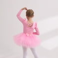 thumbnail image 2 of ‌LYMAYTER Toddler Girls 2PC Ballet Leotards Suit Long Sleeve Tutu Set Ballerina with Glitter Skirt 3-11Y, 2 of 8