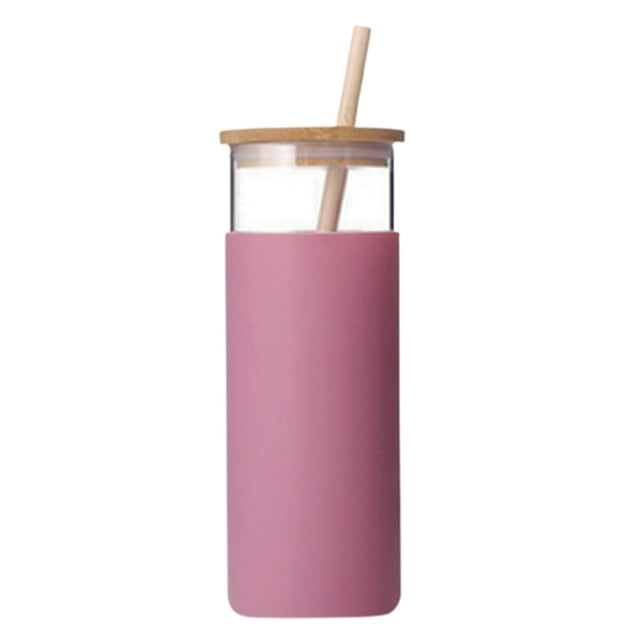 Lubelski 500ml Water Cup with Lid Shatterproof Glass Assorted Iced Coffee Tumbler Straw Bottle for Home