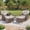 Brown/Beige, variant on PARKWELL 4-Piece Outdoor Furniture Set with 41-Inch Propane Firepit - Rattan Cushioned Sofa and Wicker Swivel Glider Chairs,Outdoor Seating for Backyard Gatherings, Brown/Navy